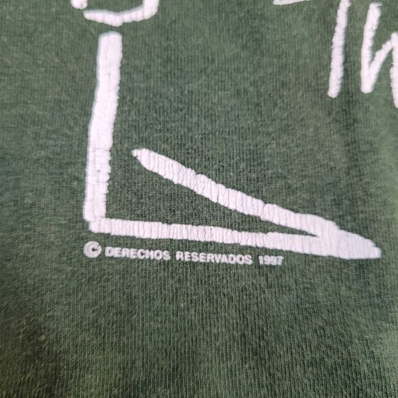 VTG Dated 1987 Thiny Stick Figure Art Tee Single Stitch 80s Boxy M Faded - Picture 3 of 6